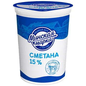 Сметана "Минская марка" 15% стакан 380г