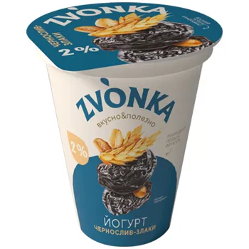 Йогурт "ZVONKA" Чернослив-злаки 2% 310г