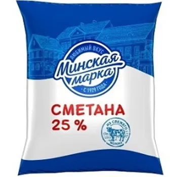 Сметана "Минская марка" 25% пакет 400г