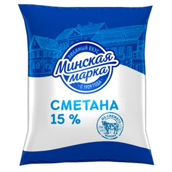 Сметана "Минская марка" 15% пакет 400г